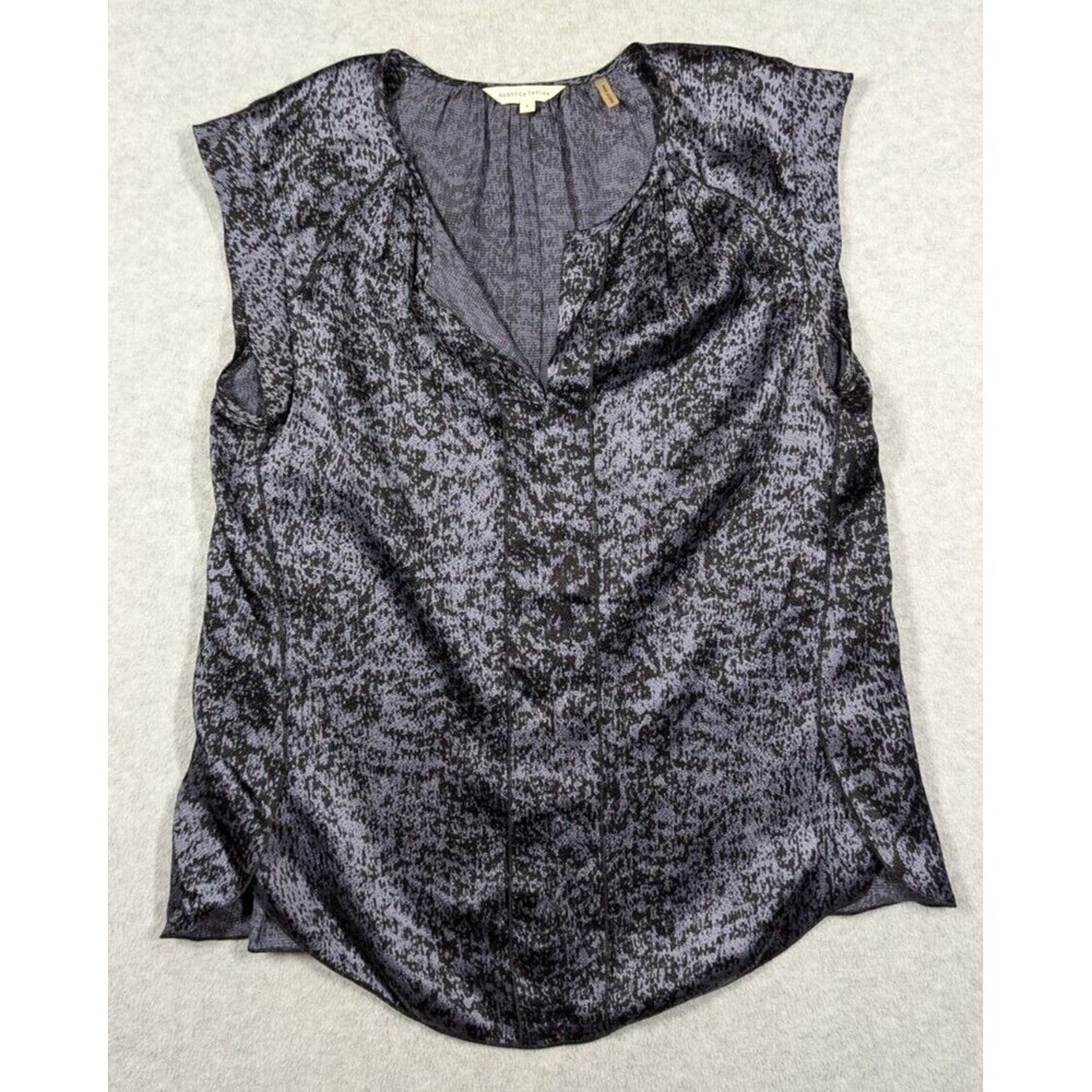 Rebecca Taylor Women Top Size‎ 6 Tank Silk Sleeveless Vneck Abstract
